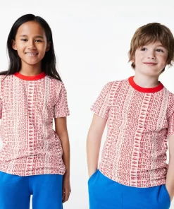 Lacoste Mädchenkleidung>Kinder X Netflix T-Shirt Aus Bio-Baumwolle Mit Aufdruck Weis / Rot Me4