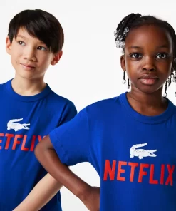 Lacoste Mädchenkleidung>Kinder X Netflix T-Shirt Aus Bio-Baumwolle Mit Aufdruck Kobaltblau Jq0