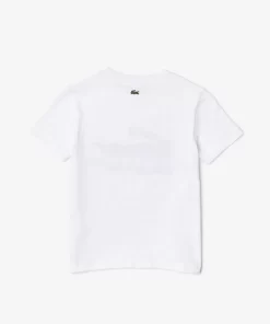 Lacoste Mädchenkleidung>Kinder T-Shirt Aus Baumwolljersey Mit Aufdruck Weis 001