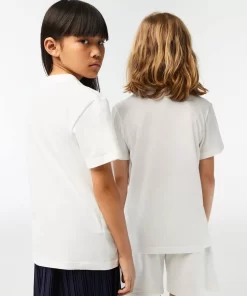 Lacoste Mädchenkleidung>Kinder T-Shirt Aus Bio-Baumwolle Mit Kontrast-Aufdruck Weis 70V