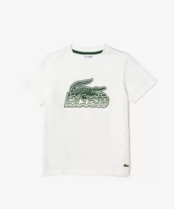 Lacoste Mädchenkleidung>Kinder T-Shirt Aus Bio-Baumwolle Mit Kontrast-Aufdruck Weis 70V