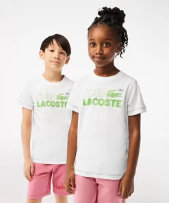 Lacoste Mädchenkleidung>Kinder T-Shirt Aus Bio-Baumwolle Mit Print Weis 001