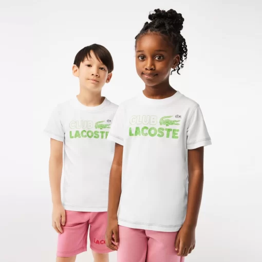 Lacoste Mädchenkleidung>Kinder T-Shirt Aus Bio-Baumwolle Mit Print Weis 001