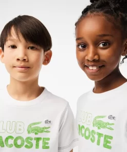 Lacoste Mädchenkleidung>Kinder T-Shirt Aus Bio-Baumwolle Mit Print Weis 001