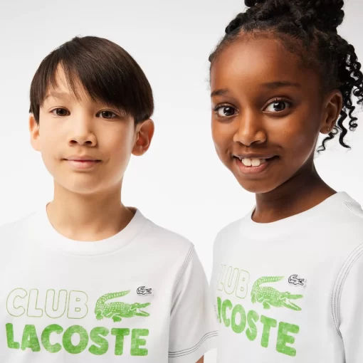 Lacoste Mädchenkleidung>Kinder T-Shirt Aus Bio-Baumwolle Mit Print Weis 001