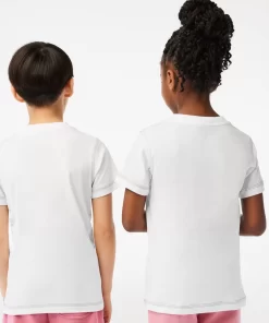 Lacoste Mädchenkleidung>Kinder T-Shirt Aus Bio-Baumwolle Mit Print Weis 001