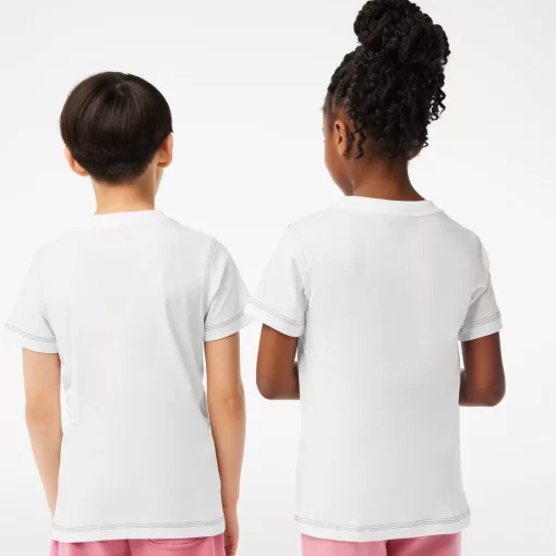 Lacoste Mädchenkleidung>Kinder T-Shirt Aus Bio-Baumwolle Mit Print Weis 001