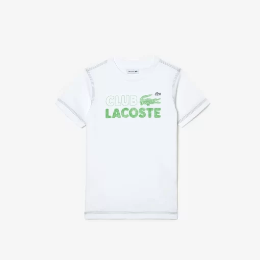 Lacoste Mädchenkleidung>Kinder T-Shirt Aus Bio-Baumwolle Mit Print Weis 001