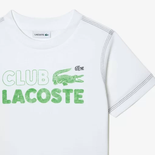 Lacoste Mädchenkleidung>Kinder T-Shirt Aus Bio-Baumwolle Mit Print Weis 001