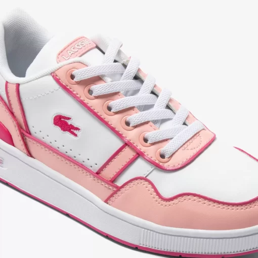 Lacoste Schuhe>Kinder-Sneaker T-Clip Mit Kontrast-Sohle White/Light Pink 1Y9