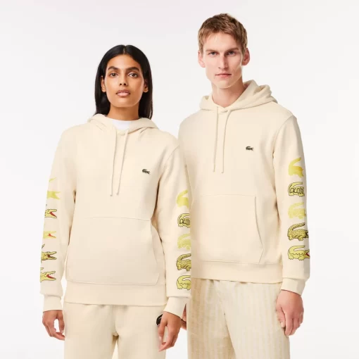 Lacoste Sweatshirts>Kontrast-Krokodil-Hoodie Creme Xfj