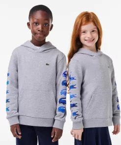 Lacoste Mädchenkleidung>Kontrast-Krokodil-Hoodie Heidekraut Grau Cca