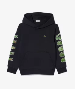 Lacoste Mädchenkleidung>Kontrast-Krokodil-Hoodie Navy Blau Hde