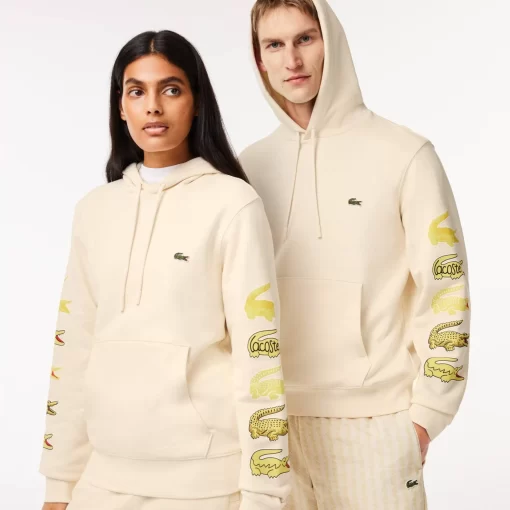 Lacoste Sweatshirts>Kontrast-Krokodil-Hoodie Creme Xfj