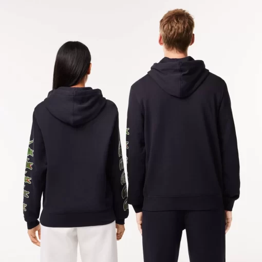 Lacoste Sweatshirts>Kontrast-Krokodil-Hoodie Navy Blau Hde