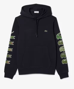 Lacoste Sweatshirts>Kontrast-Krokodil-Hoodie Navy Blau Hde