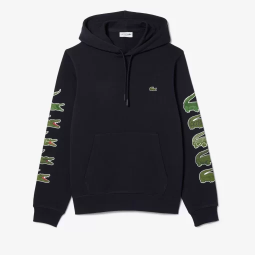 Lacoste Sweatshirts>Kontrast-Krokodil-Hoodie Navy Blau Hde