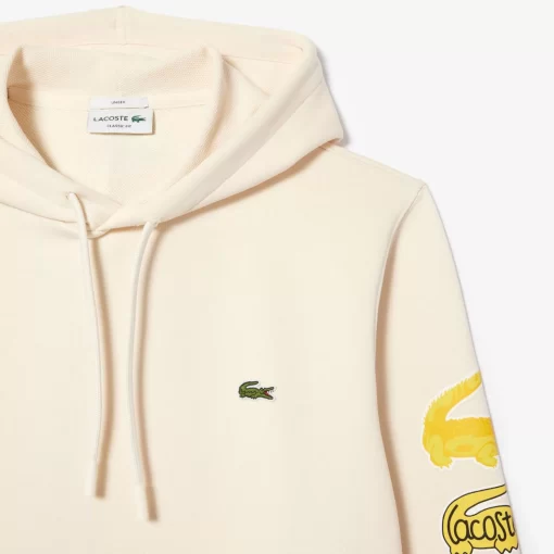 Lacoste Sweatshirts>Kontrast-Krokodil-Hoodie Creme Xfj