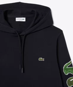 Lacoste Sweatshirts>Kontrast-Krokodil-Hoodie Navy Blau Hde