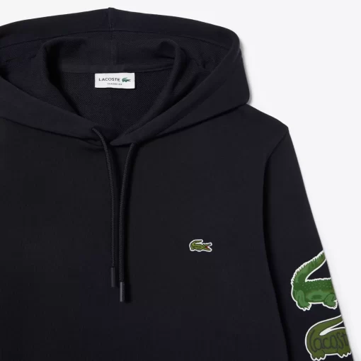 Lacoste Sweatshirts>Kontrast-Krokodil-Hoodie Navy Blau Hde