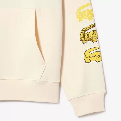 Lacoste Sweatshirts>Kontrast-Krokodil-Hoodie Creme Xfj