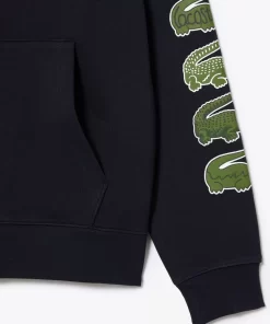 Lacoste Sweatshirts>Kontrast-Krokodil-Hoodie Navy Blau Hde