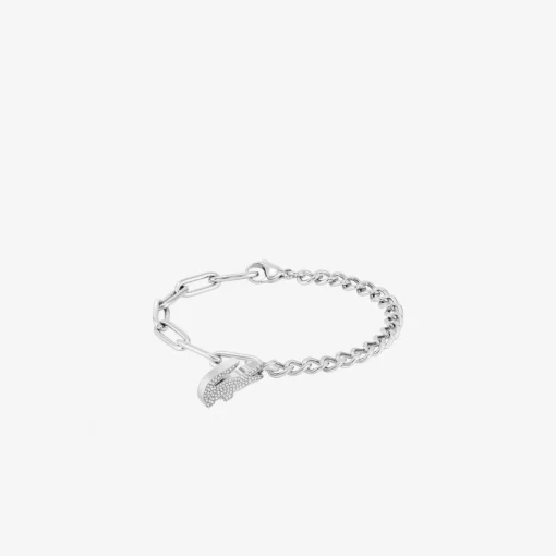 Lacoste Schmuck>Krokodil Armband Silver And Crystals 042