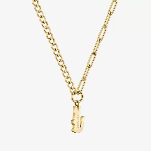 Lacoste Schmuck>Krokodil Halskette Gold And Crystals 716