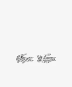 Lacoste Schmuck>Krokodil Ohrringe Silver And Crystals 042