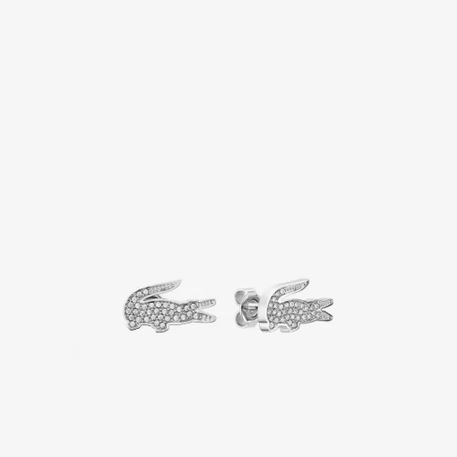 Lacoste Schmuck>Krokodil Ohrringe Silver And Crystals 042