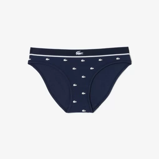 Lacoste Unterwäsche & Loungewear>Kultiger Slip Mit Mini Croc Navy Blau / Weis 525