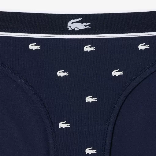 Lacoste Unterwäsche & Loungewear>Kultiger Slip Mit Mini Croc Navy Blau / Weis 525