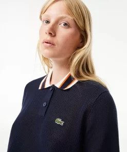 Lacoste Pullover>Kurzarmeliger Pullover Aus Baumwolle Mit Polokragen Navy Blau / Weis / Orange Li8