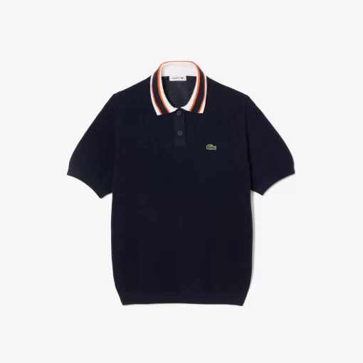 Lacoste Pullover>Kurzarmeliger Pullover Aus Baumwolle Mit Polokragen Navy Blau / Weis / Orange Li8