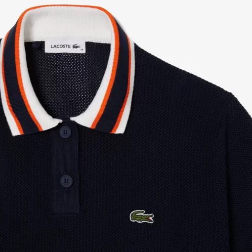 Lacoste Pullover>Kurzarmeliger Pullover Aus Baumwolle Mit Polokragen Navy Blau / Weis / Orange Li8