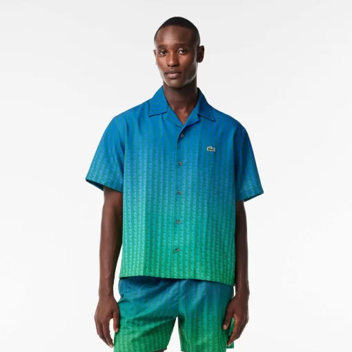 Lacoste Hemden>Kurzarmeliges Hemd Mit Ombre-Effekt Und Uv-Schutz Blau / Grun Qiy