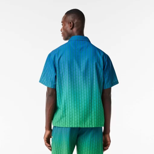 Lacoste Hemden>Kurzarmeliges Hemd Mit Ombre-Effekt Und Uv-Schutz Blau / Grun Qiy