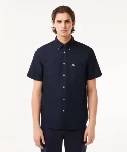 Lacoste Hemden>Kurzarmeliges Oxford-Hemd Navy Blau F2W