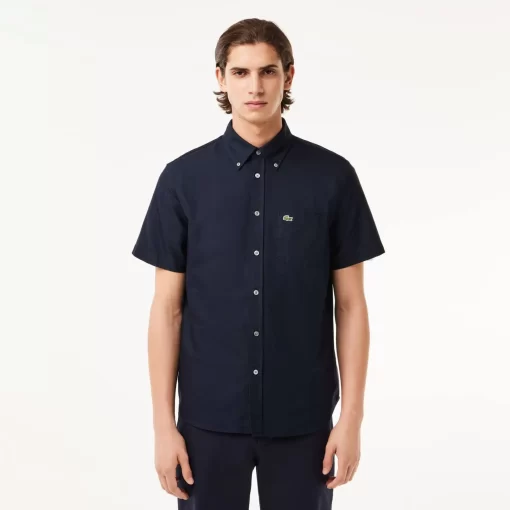 Lacoste Hemden>Kurzarmeliges Oxford-Hemd Navy Blau F2W