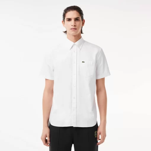 Lacoste Hemden>Kurzarmeliges Oxford-Hemd Weis 001