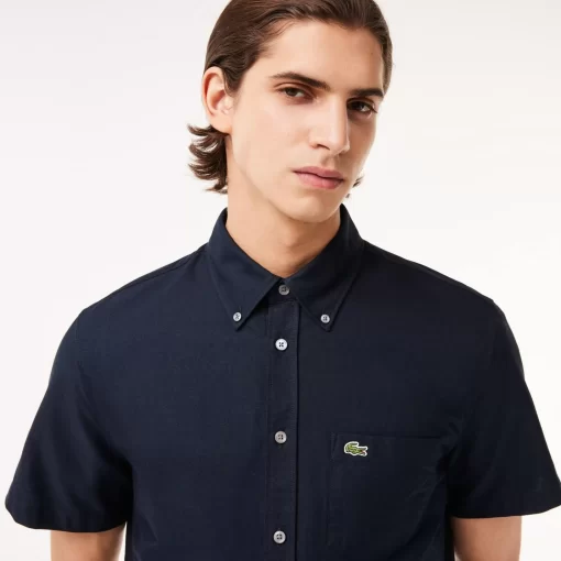 Lacoste Hemden>Kurzarmeliges Oxford-Hemd Navy Blau F2W