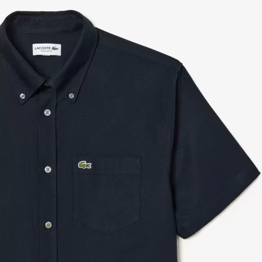 Lacoste Hemden>Kurzarmeliges Oxford-Hemd Navy Blau F2W