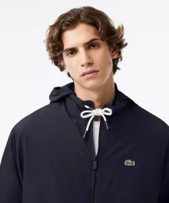 Lacoste Jacken & Mäntel>Kurze Wasserabweisende Trainings-Jacke Mit Abnehmbarer Kapuze Navy Blau Hde