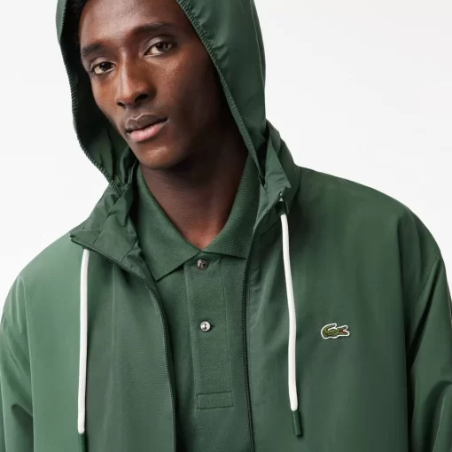 Lacoste Jacken & Mäntel>Kurze Wasserabweisende Trainings-Jacke Mit Abnehmbarer Kapuze Dunkelgrun Smi