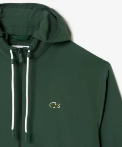 Lacoste Jacken & Mäntel>Kurze Wasserabweisende Trainings-Jacke Mit Abnehmbarer Kapuze Dunkelgrun Smi