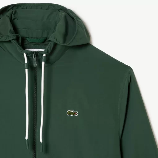 Lacoste Jacken & Mäntel>Kurze Wasserabweisende Trainings-Jacke Mit Abnehmbarer Kapuze Dunkelgrun Smi