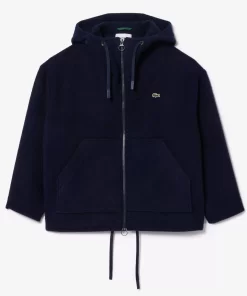 Lacoste Jacken & Mäntel>Kurzer, Weiter Kapuzenmantel Aus Recycelter Wolle Navy Blau 166