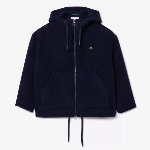 Lacoste Jacken & Mäntel>Kurzer, Weiter Kapuzenmantel Aus Recycelter Wolle Navy Blau 166