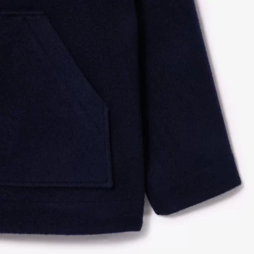 Lacoste Jacken & Mäntel>Kurzer, Weiter Kapuzenmantel Aus Recycelter Wolle Navy Blau 166