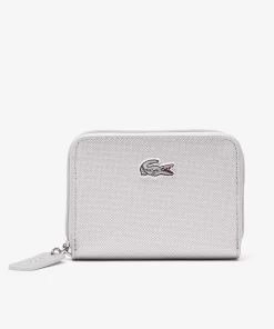 Lacoste Geldbörsen & Kleinlederwaren>L.12.12 Brieftasche Aus Silberfarbenem Beschichtetem Canvas. Silver C79